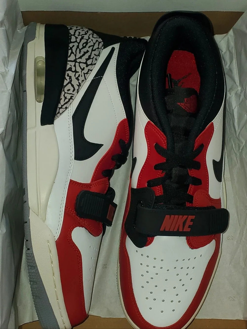 Jordan Men’s Athletic Shoes - White / Black / Red with Elephant Print
